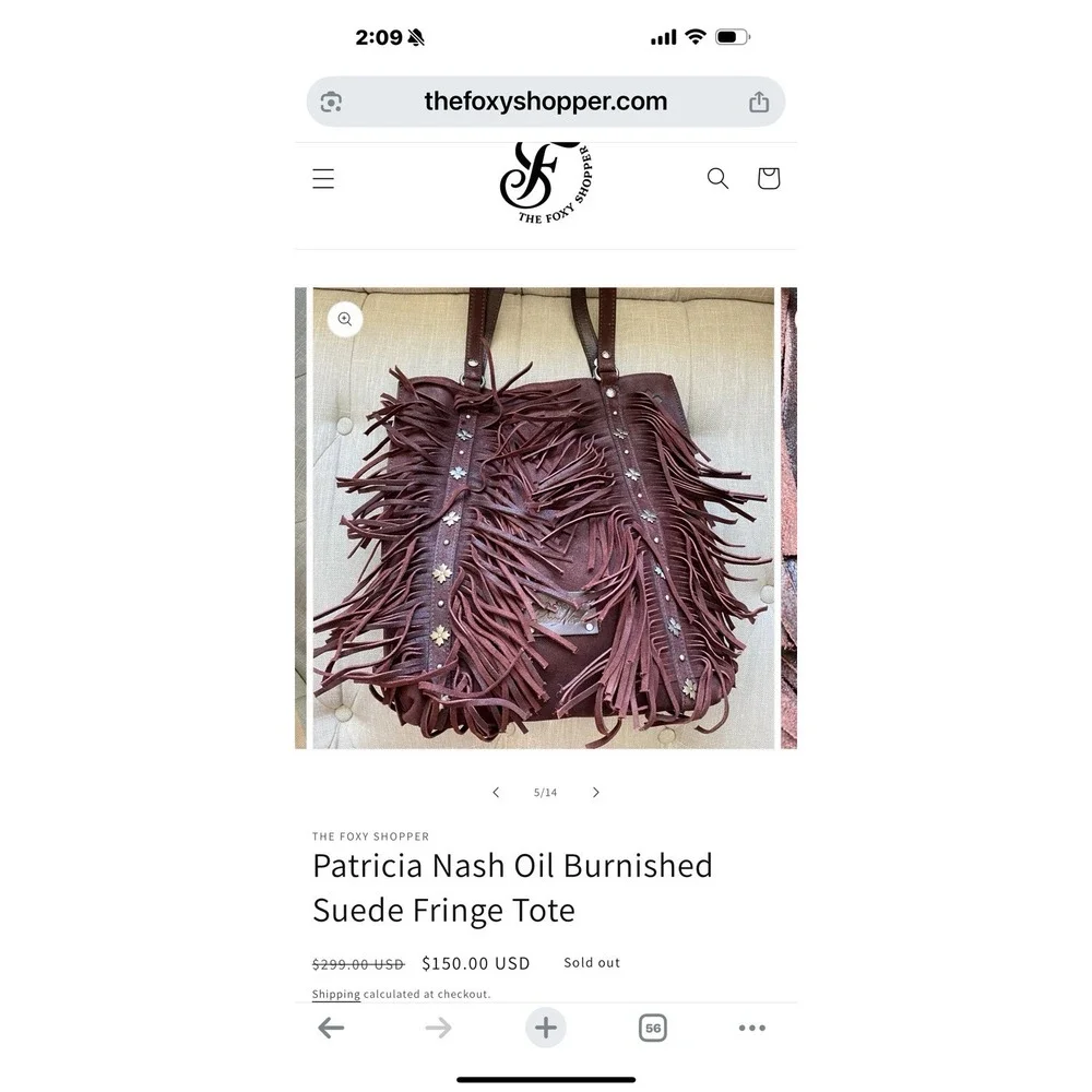 Patricia Nash Burnished Brown Suede With Fringe Tote Bag Purse Shoulder bag